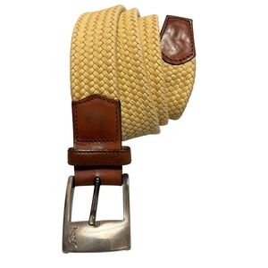 Tommy Bahama Webbed Stretch Belt Men's Sz 32 Tan w/Leather Accents W1.25"